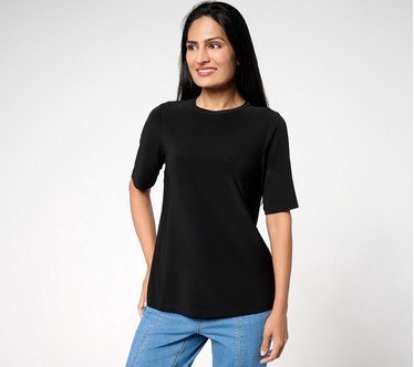 Susan Graver Regular Essentials Liquid Knit Crew Neck Top