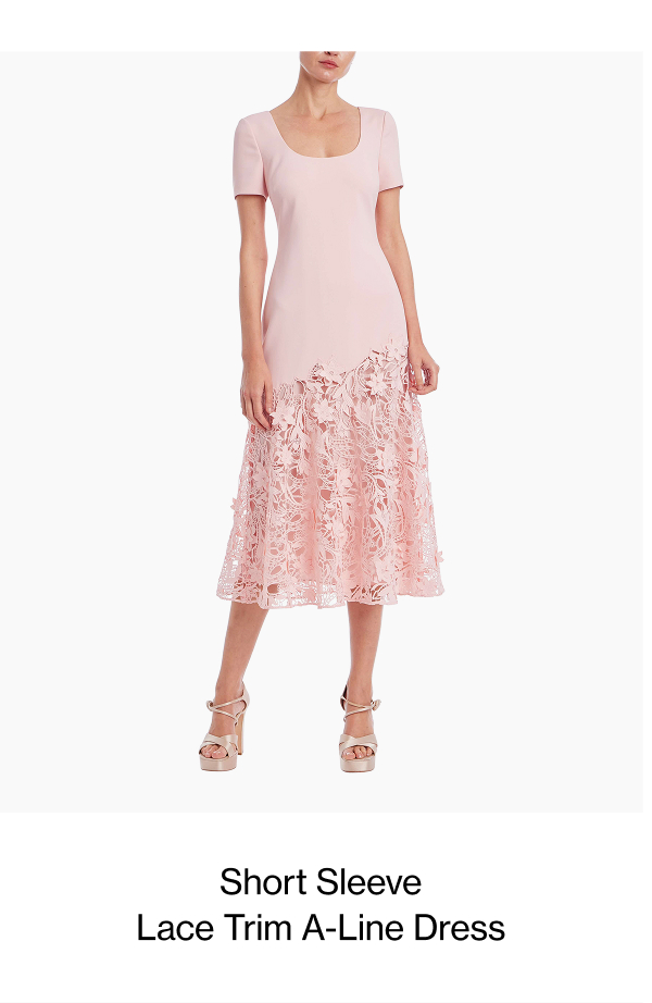 Short Sleeve Lace Trim A-Line Dress