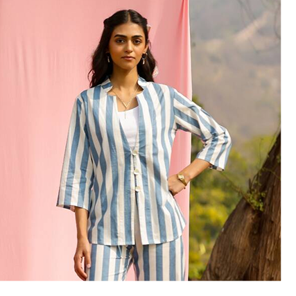 Azure Stripe Co Ord Set