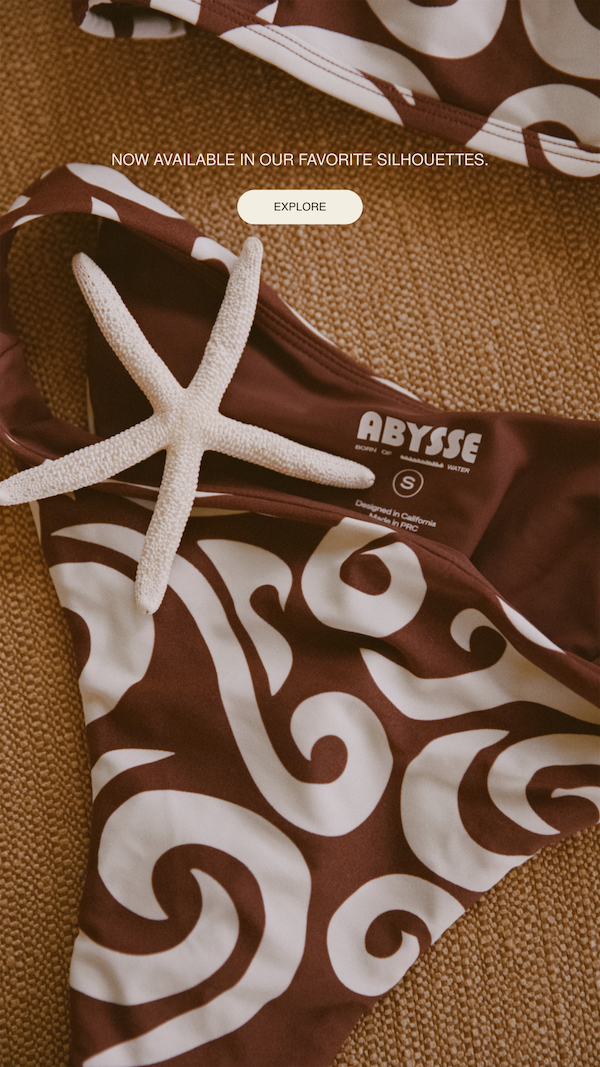 Flat lay of bikini archiplelago brown with sea star