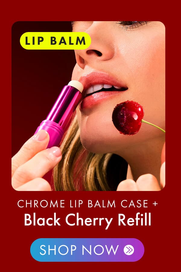 Shop Chrome Lip Balm Case + Black Cherry Refill