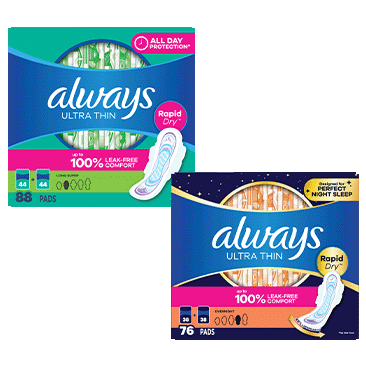 always Ultra Thin Long AND/OR Overnight Pads