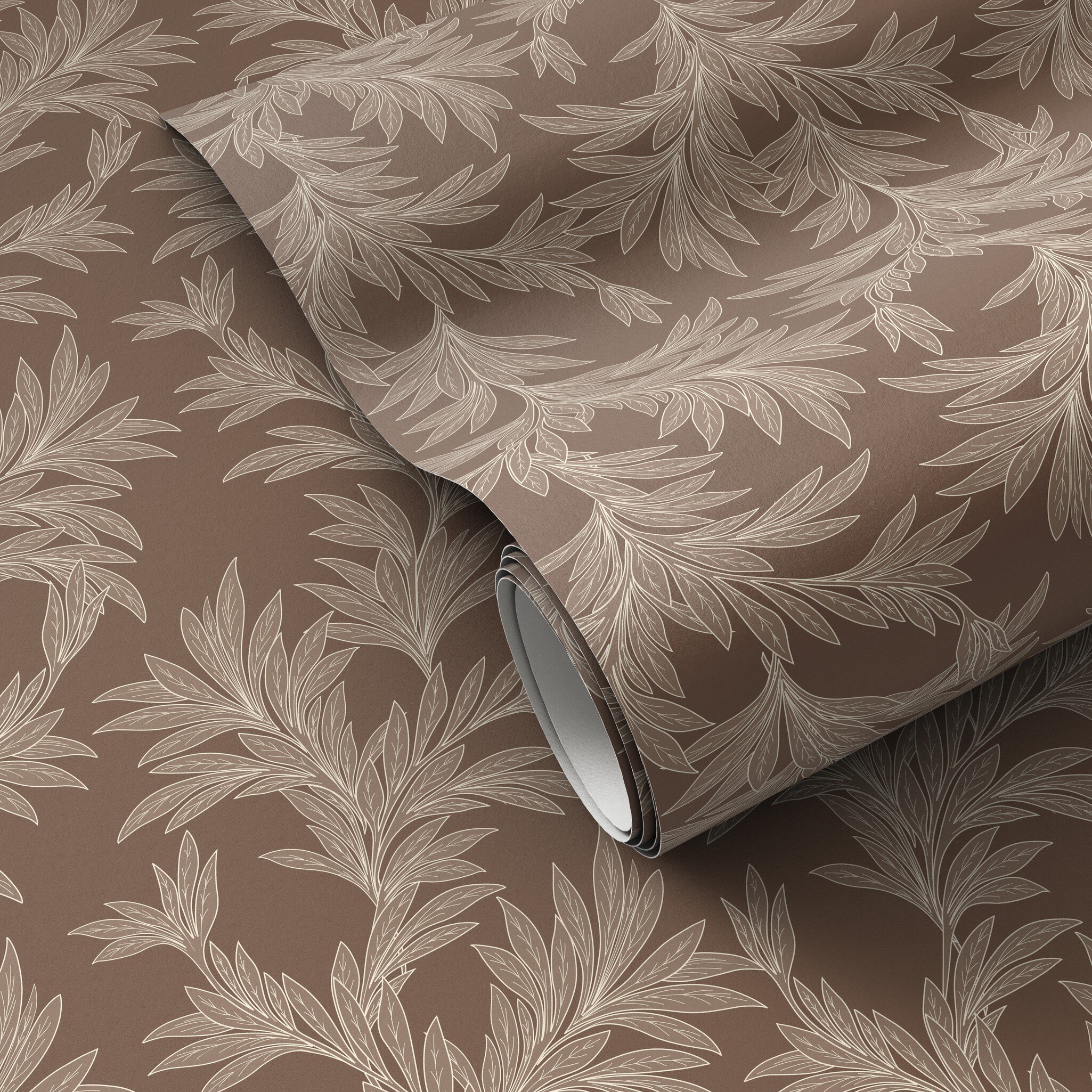Image of Lush Leaves Taupe I Wallpaper By Getty Images