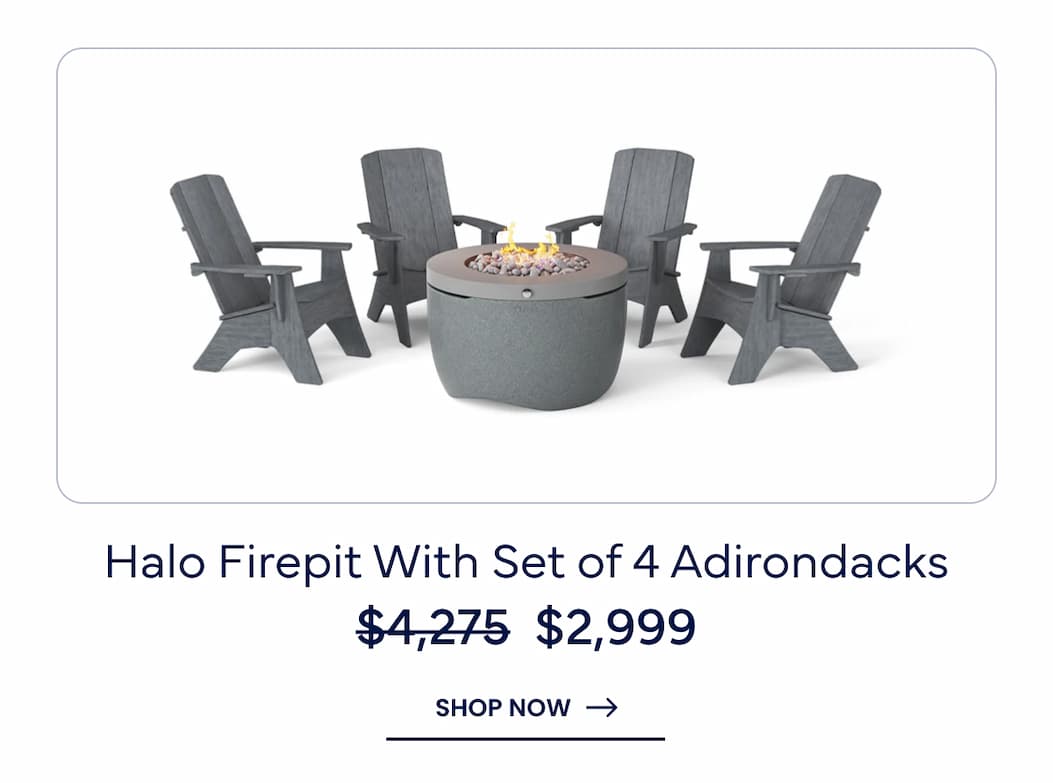 Halo Firepit With Set of 4 Adirondacks