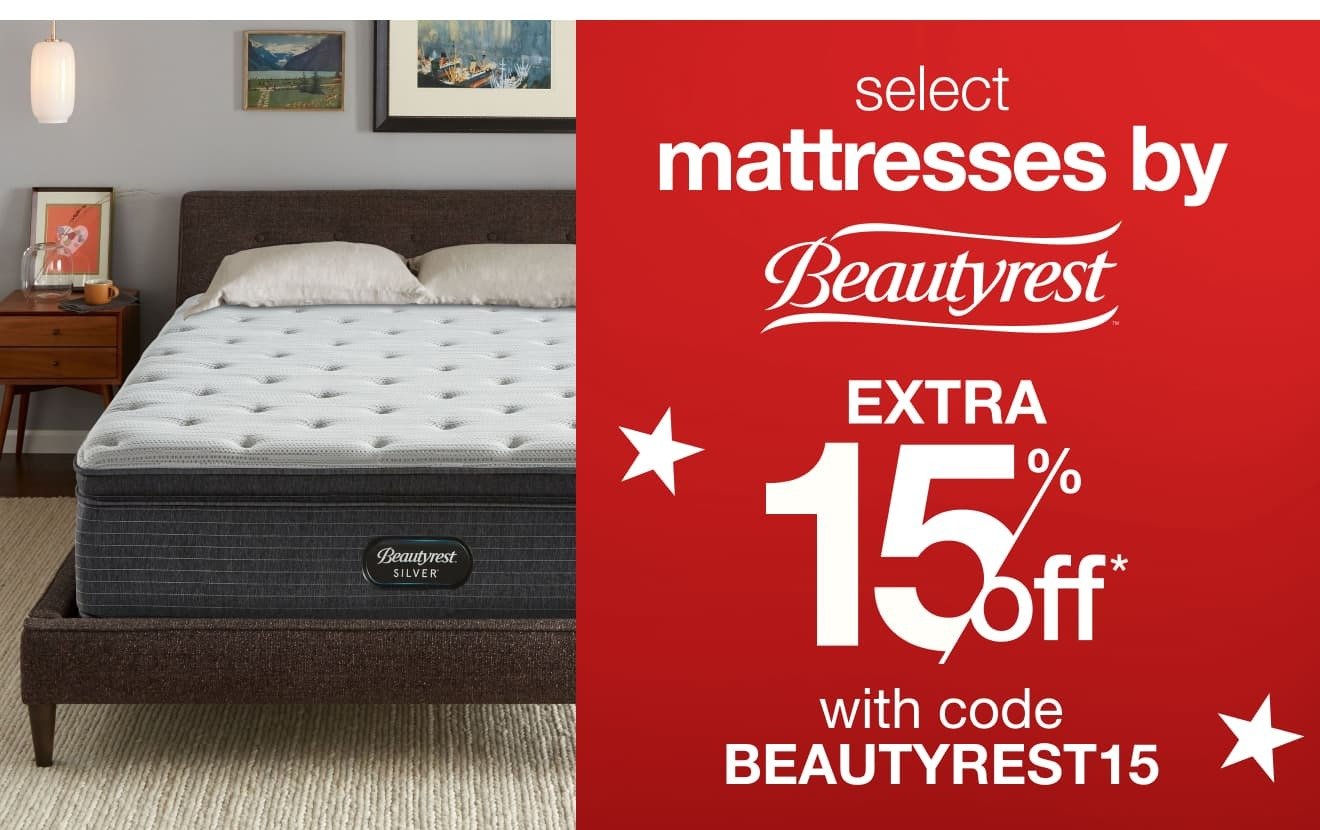 Presidents Day Sale: Extra 15% off Select Mattresses by BeautyRest 