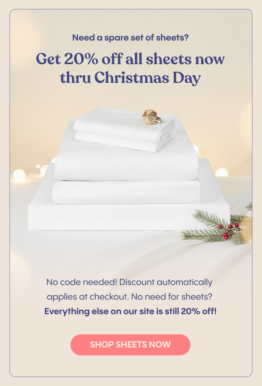 Get 20% off sheets