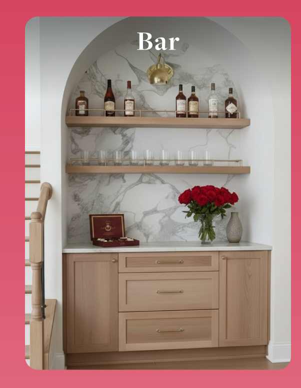 Bar with Caramel Cabinets