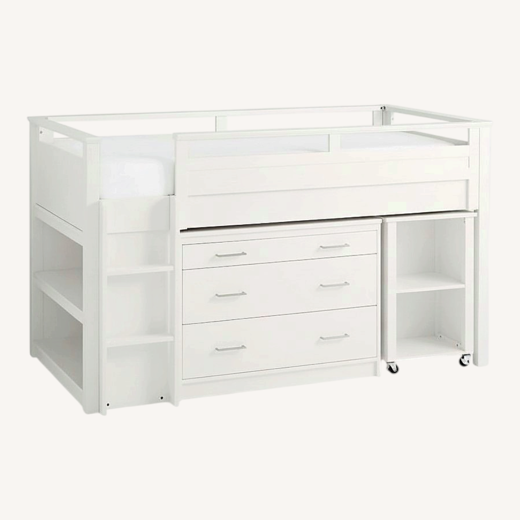Image of Pottery Barn Teen White Wood Loft Bunk Bed