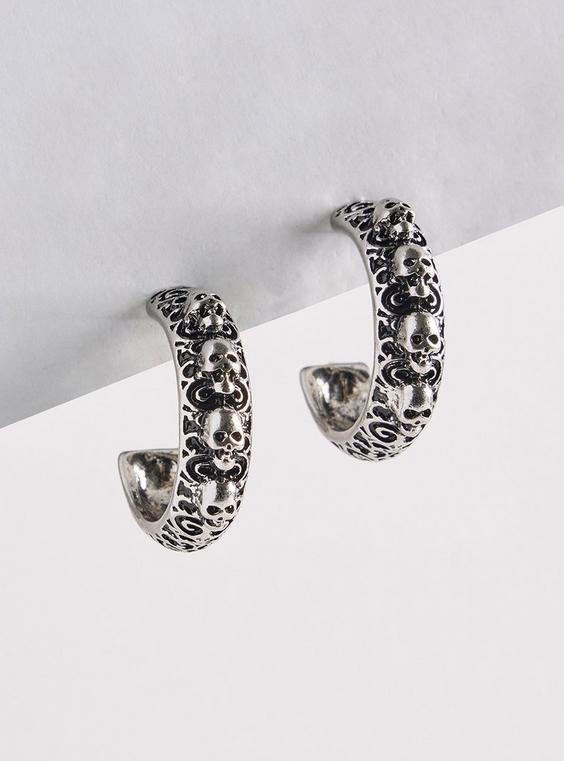 Nightfall Skull Hoop Earring