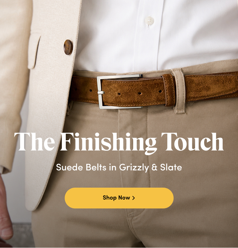 The Finishing Touch. Suede Belts in Grizzly & Slate