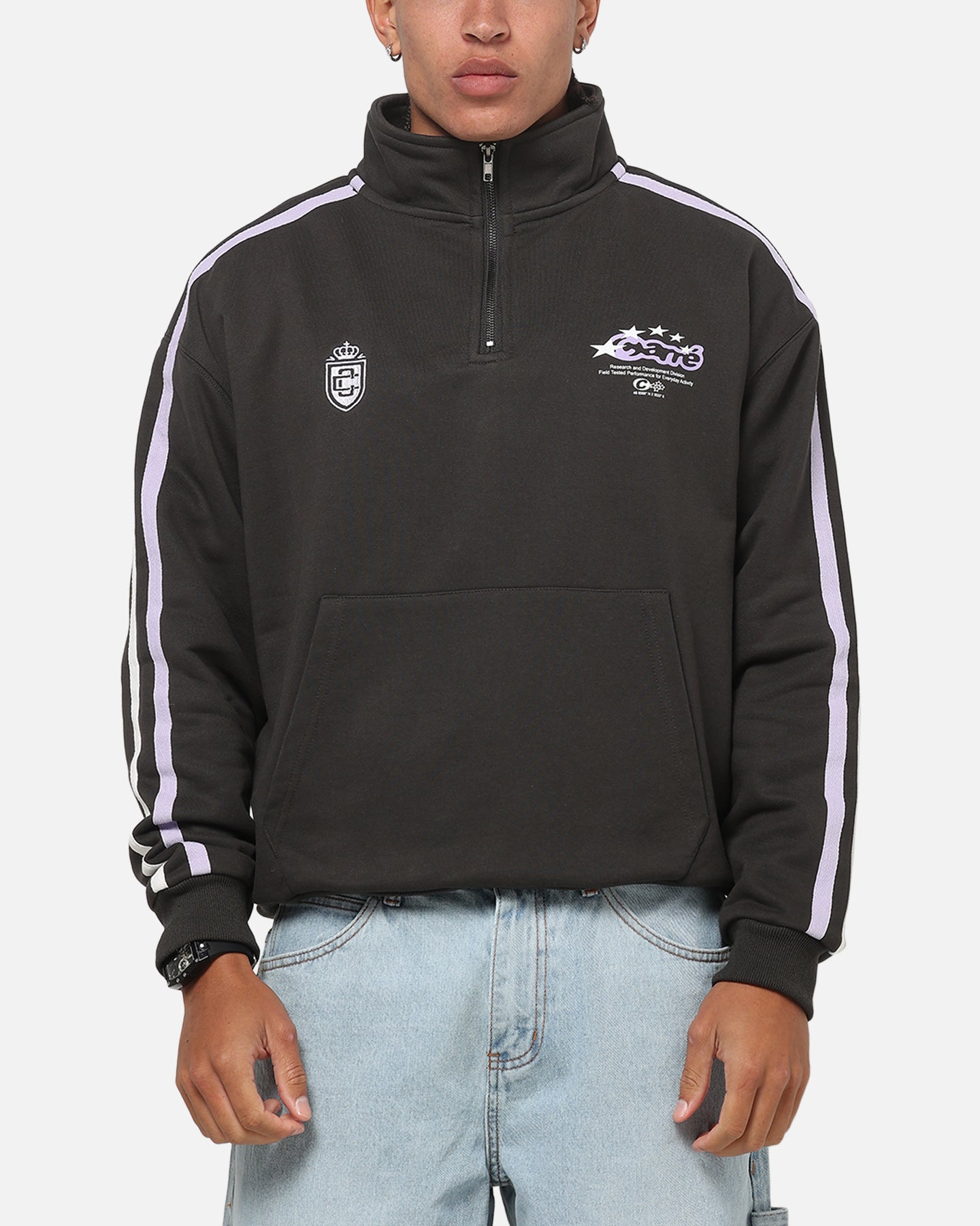 Image of Carre Footie 1/4 Zip Crewneck Vintage Black