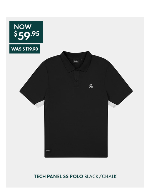 TECH PANEL SS POLO BLACK/CHALK