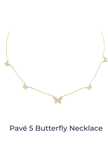 Pave 5 Butterfly Necklace