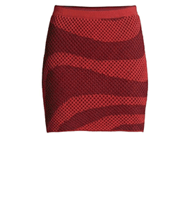 Wave Stripe Cotton Mesh Sweater Skirt