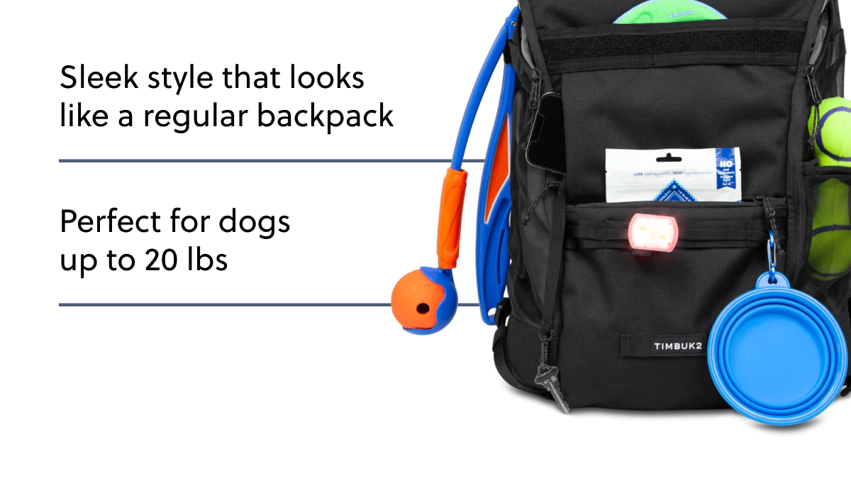 Sleek Style that looks like a regular backpack Perfect for dogs up to 20 lbs