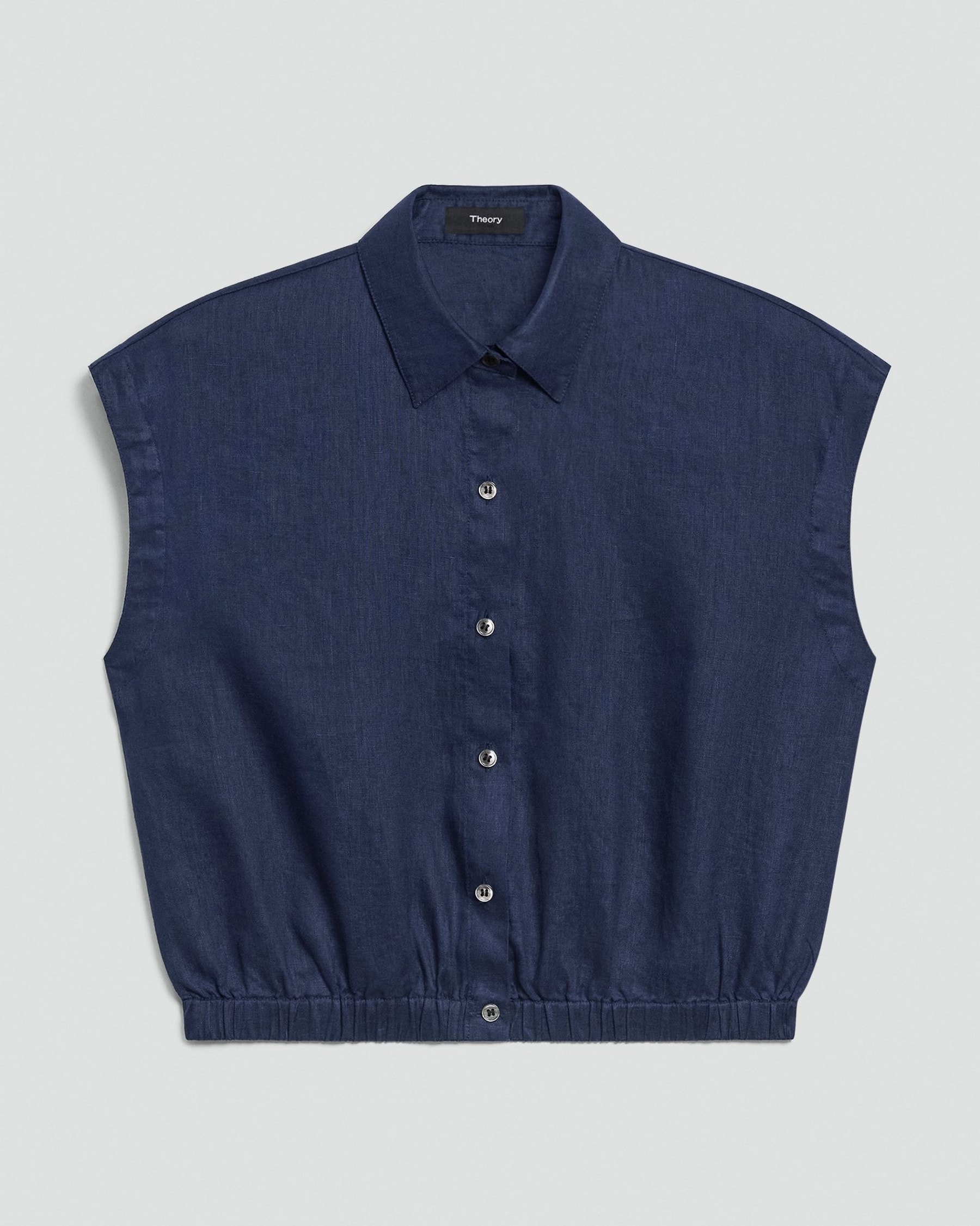 Cap-Sleeve Shirt in Relaxed Linen