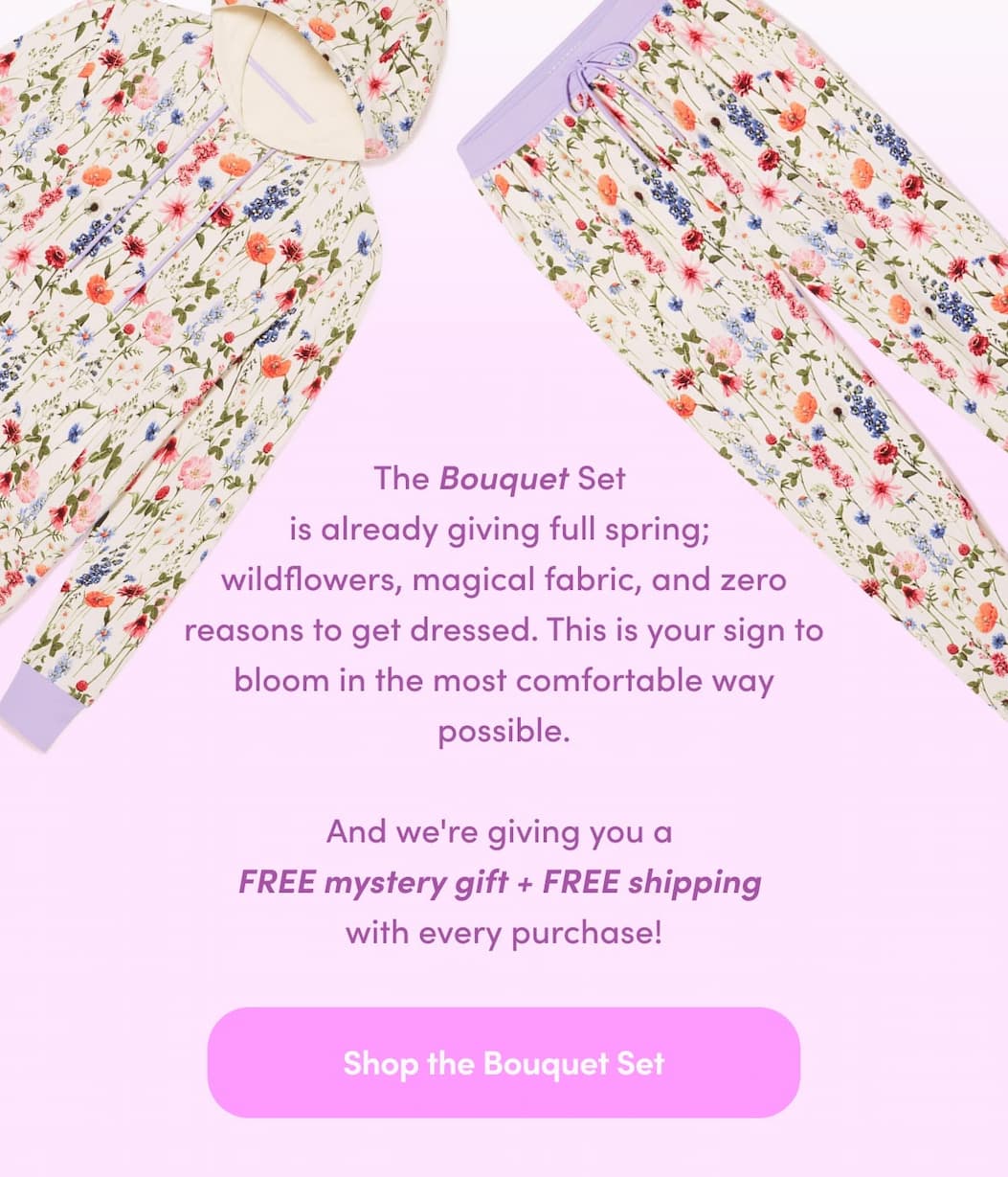 The Bouquet Set is already giving full spring; wildflowers, magical fabrics, and zero reasons to get dressed!