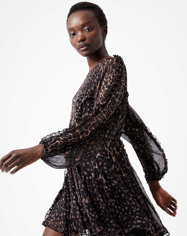 Leopard Ruffle Mini Dress