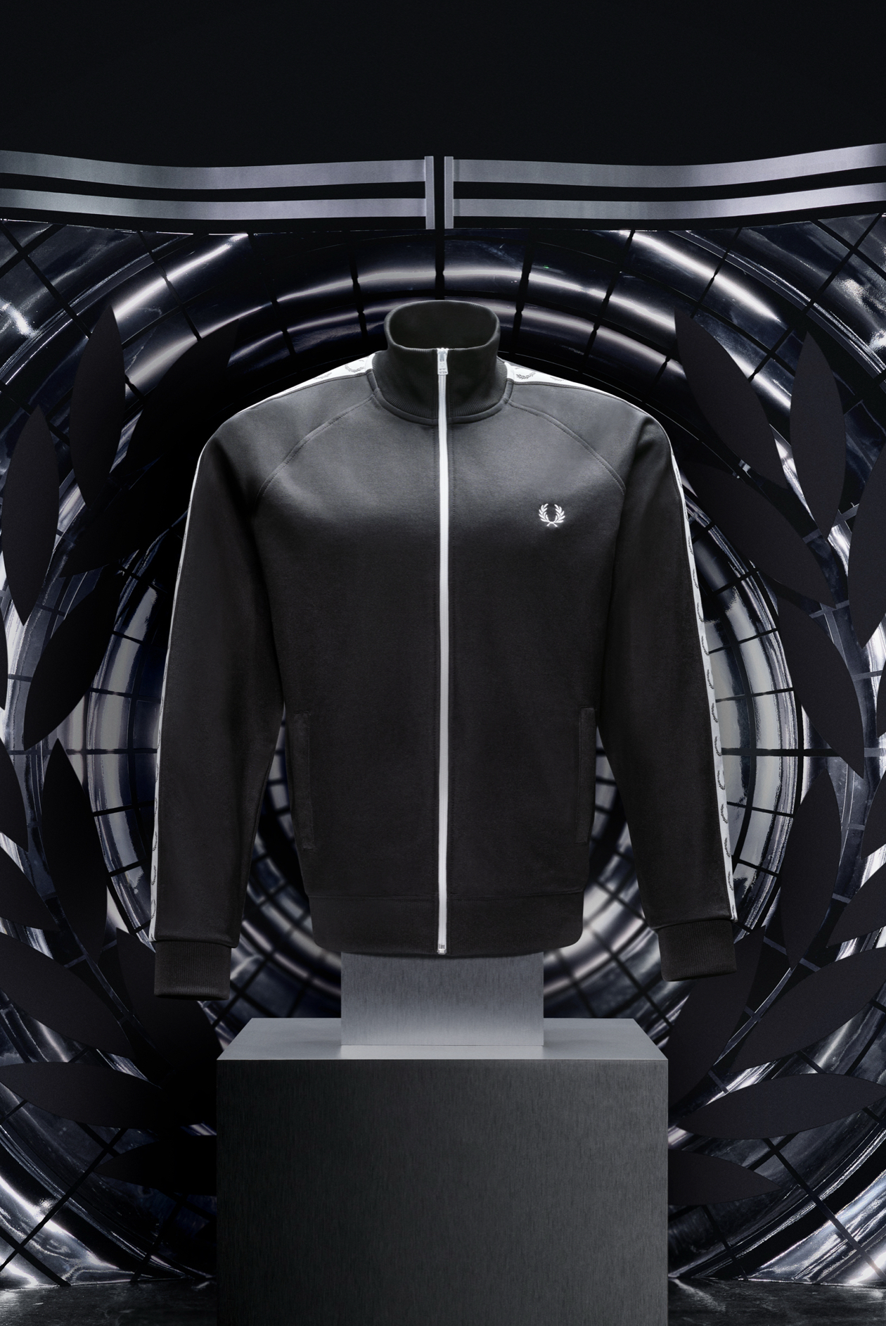 Fred Perry Taped Track Jacket in Black