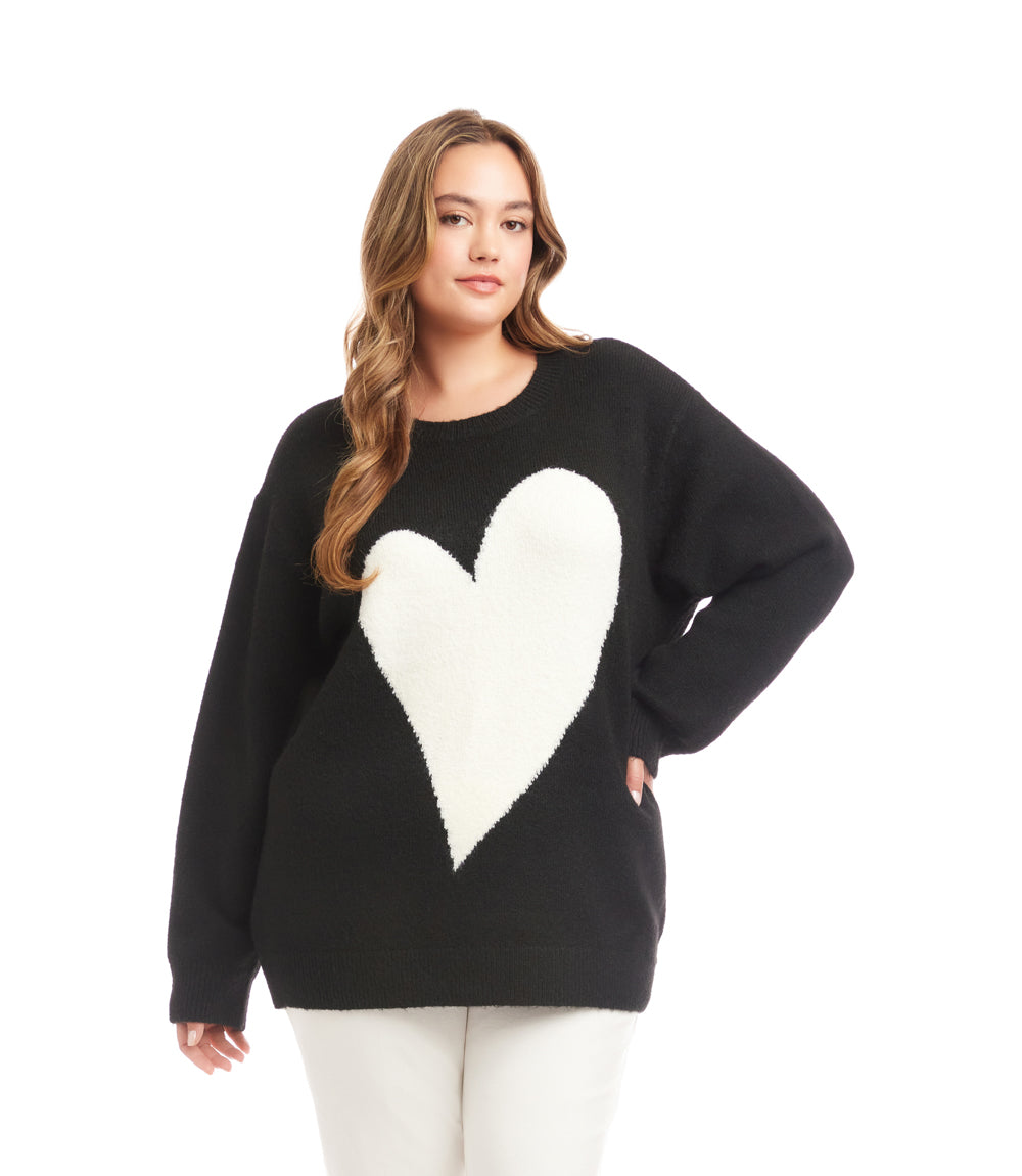Image of Plus Size Heart Jacquard Sweater