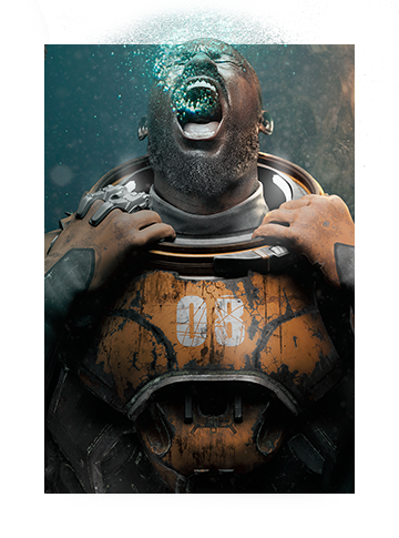 Art for Cthulhu: The Cosmic Abyss depicting a diver under water without a helmet, screaming into the depths.