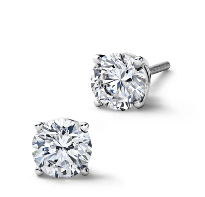 White gold diamond stud earrings.
