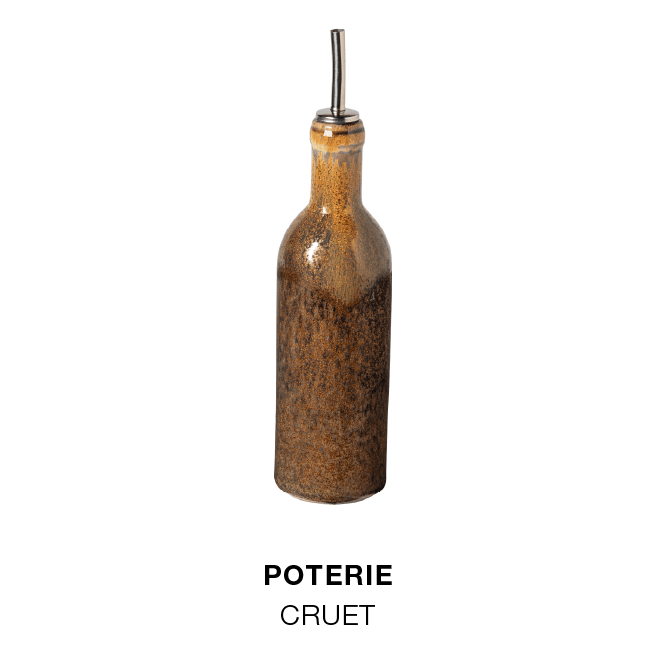 Block with the title Shop the Look and a grid of six Poterie products with photos and names: mixing bowl, serving bowl, pitcher, footed plate, cruet and spoon rest