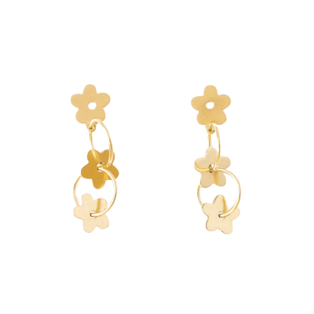 Image of Daisy Floral Chain Post Earrings