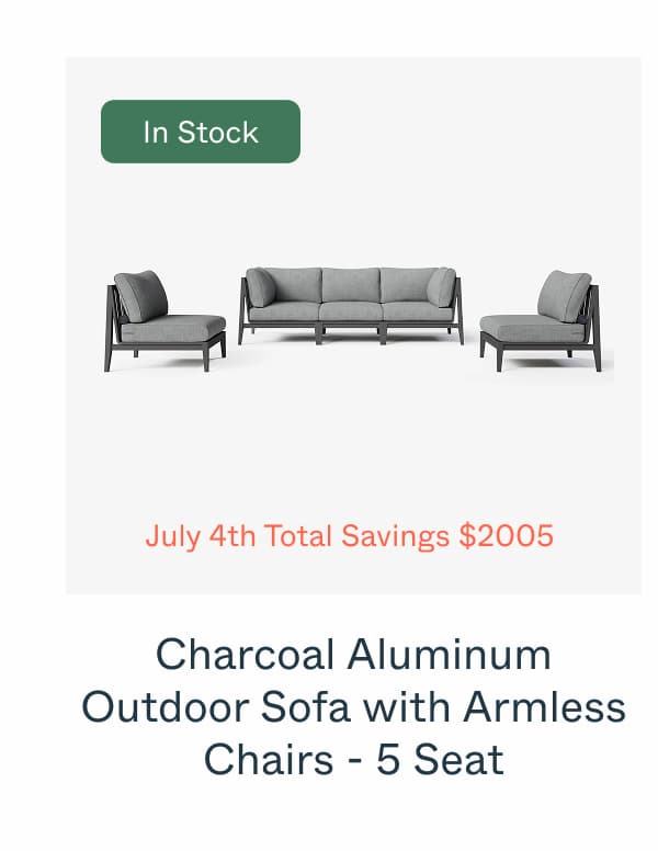 Charcoal Aluminum Outdoor Sofa with Armchairs - 5 Seat
