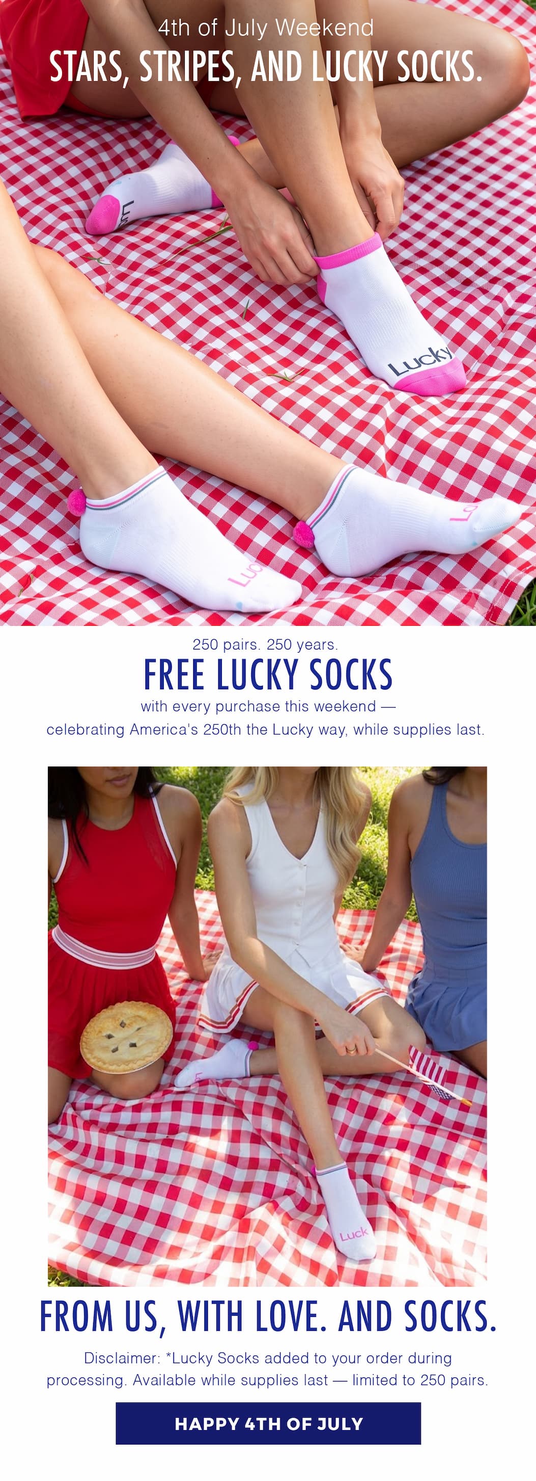 4th of july weekend. Stars, stripe, and lucky socks.