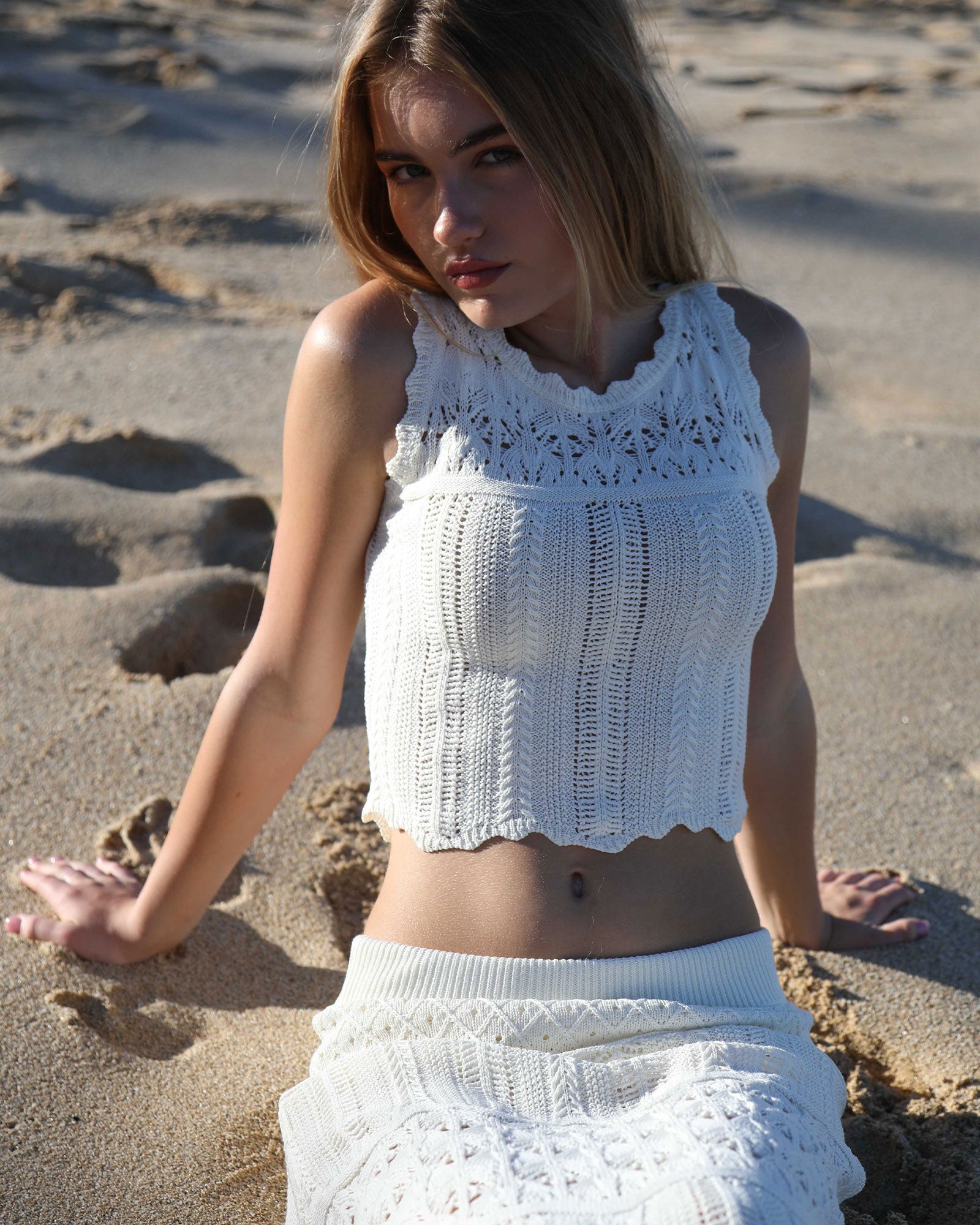 Image of Harvest Haze Crochet Crop Top - Cream