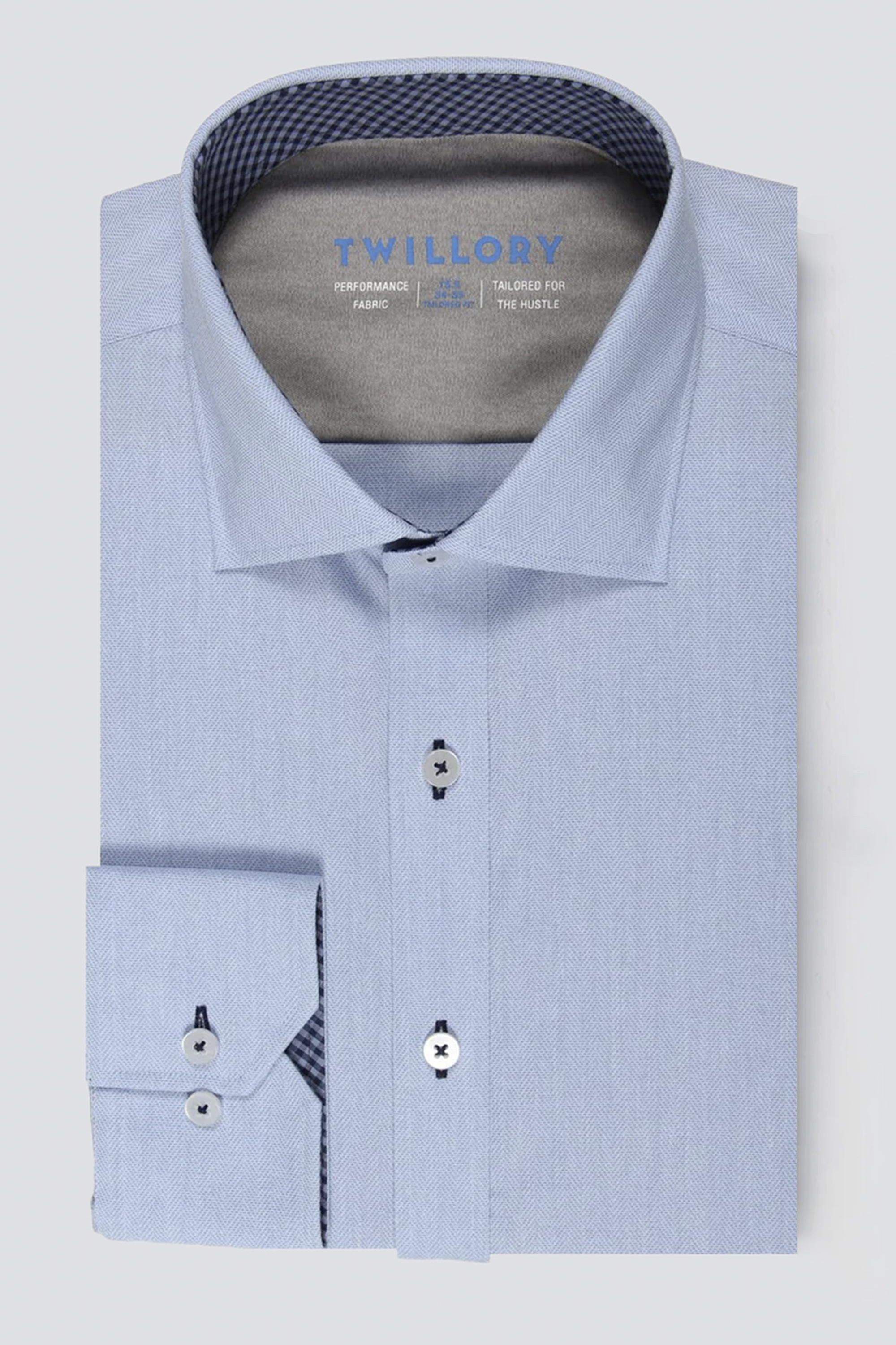 Image of Leader Non-Iron Contrast // Blue Check