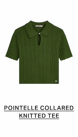 Pointelle Collared Knitted Tee