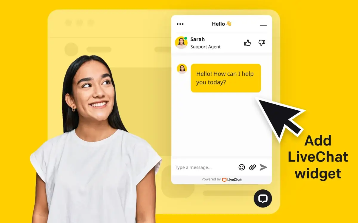 Person looking at a LiveChat widget on a page