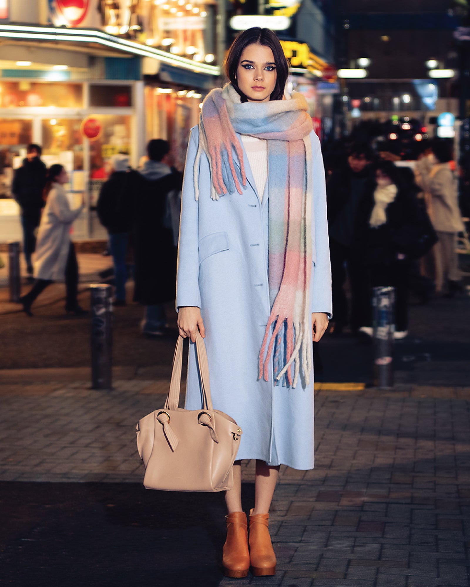 Image of Tainted Love Wool Blend Longline Coat - Sky Blue