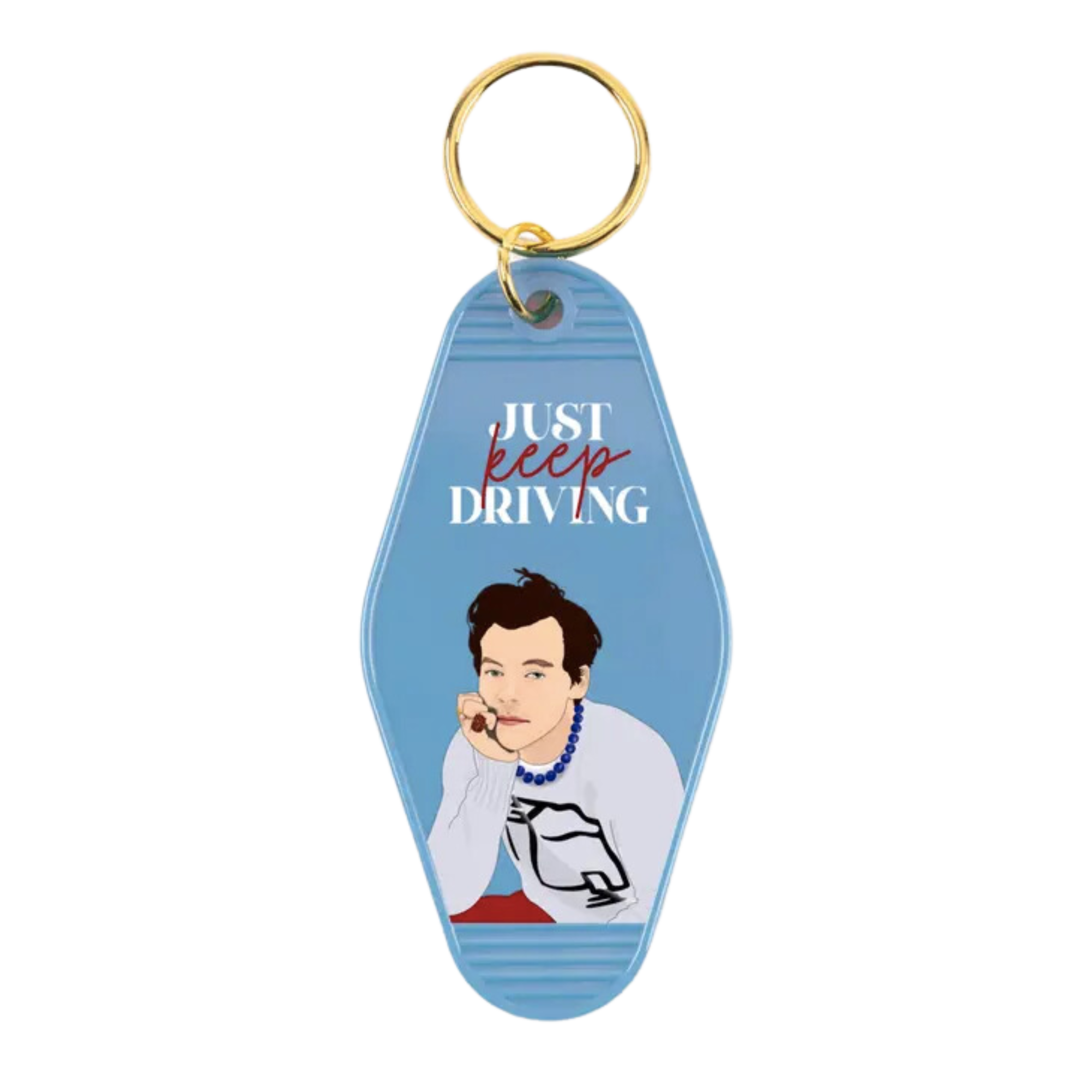 Image of Harry Styles Just Keep Driving Motel Keychain