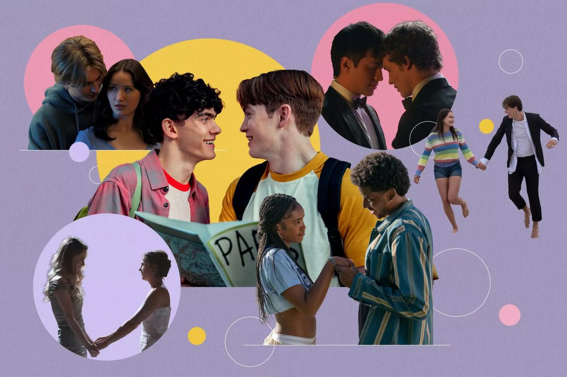 Collage of scenes of pairs from young adults shows on streaming