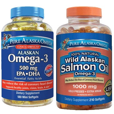 Pure Alaska Omega-3 Clinical Strength Alaskan or Wild Alaskan Salmon Oil Omega-3