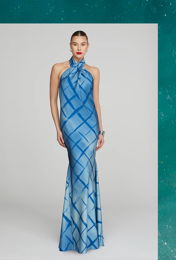 Corinne Printed Satin Gown