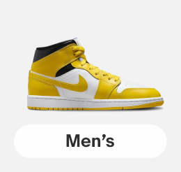 'An Air Jordan Vivid Sulfer Yellow sneaker on a light gray tile. '