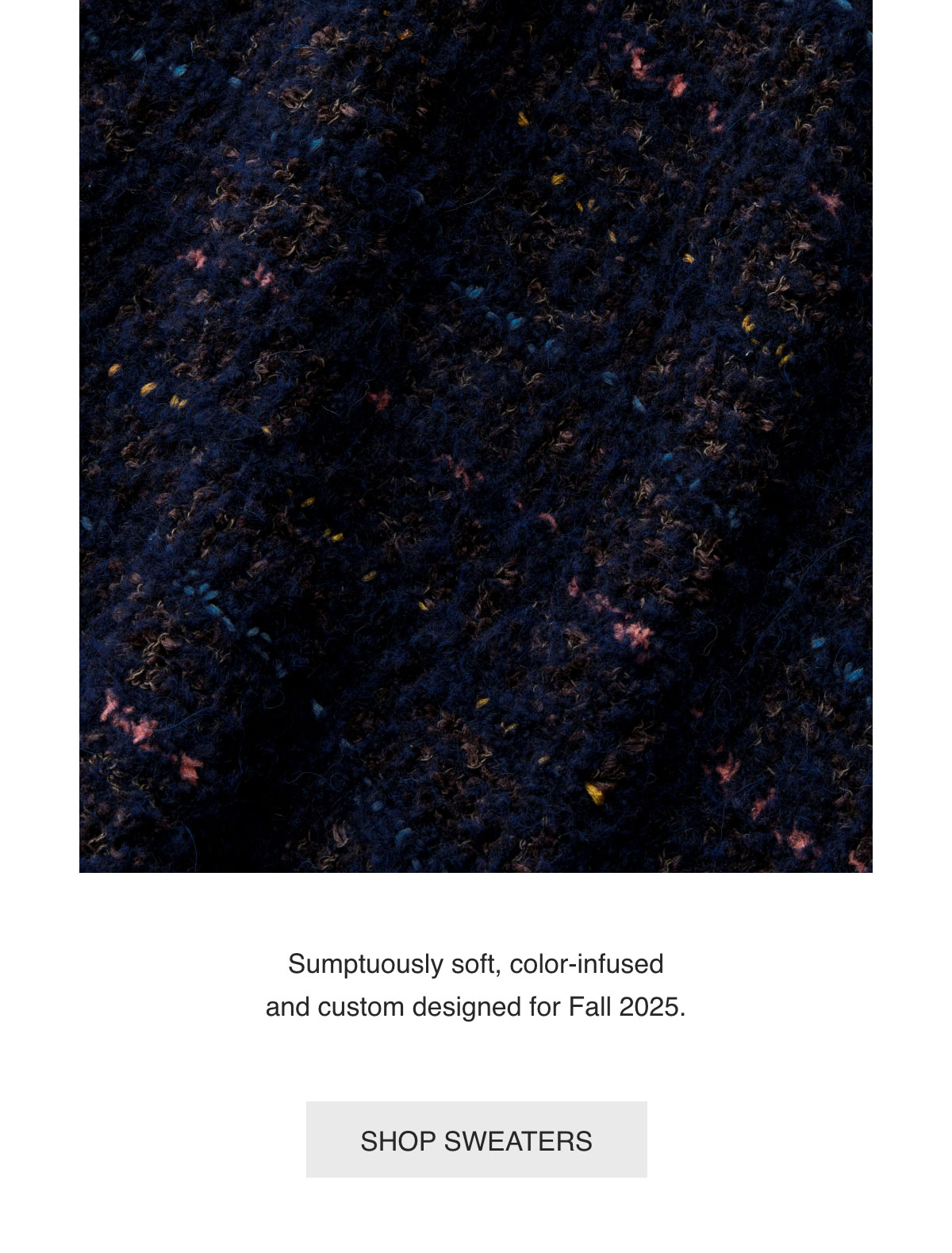 Sumptuously soft, color-infused and custom designed for Fall 2025. - [SHOP SWEATERS]