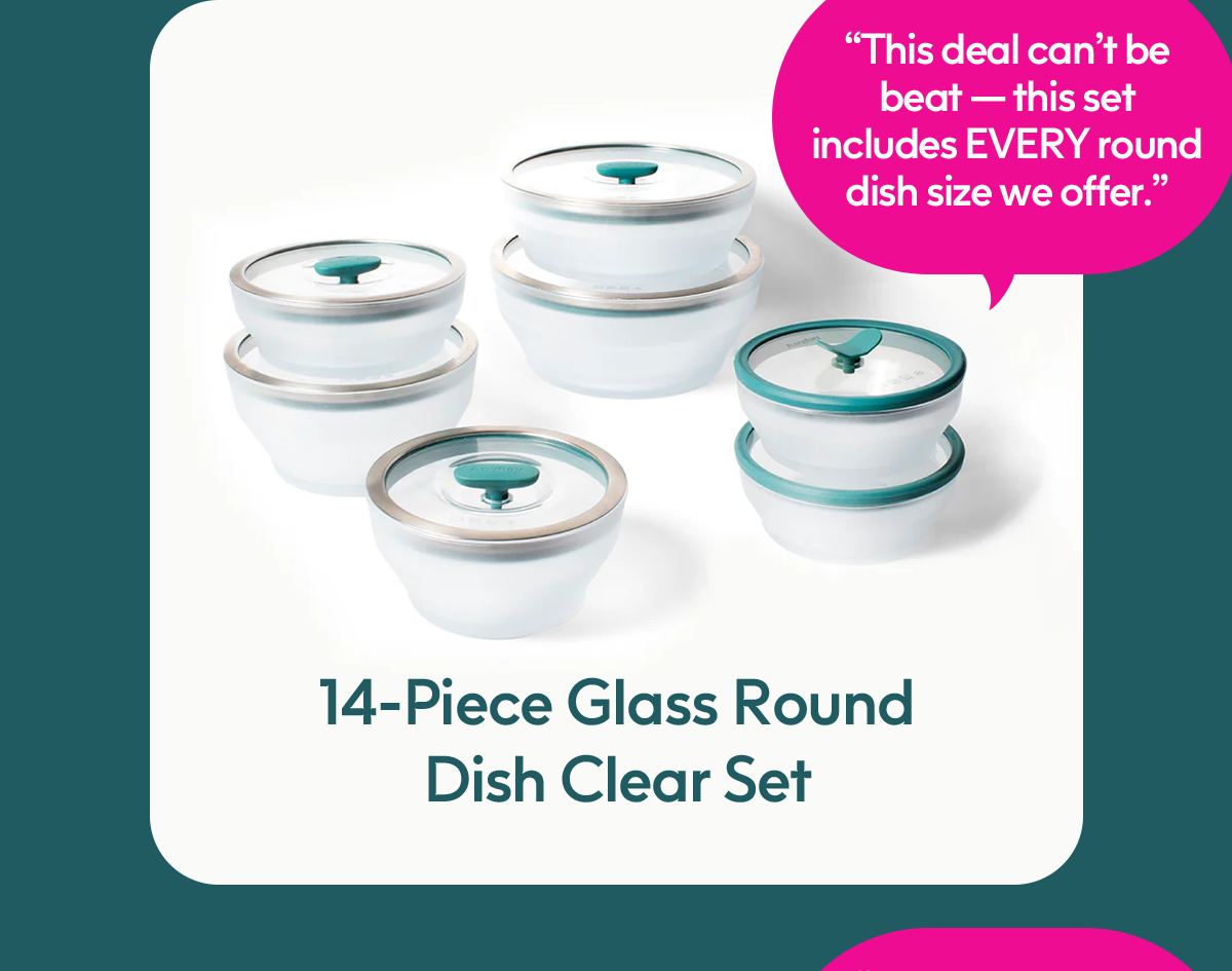 14-Piece Glass Round Dish Clear Set