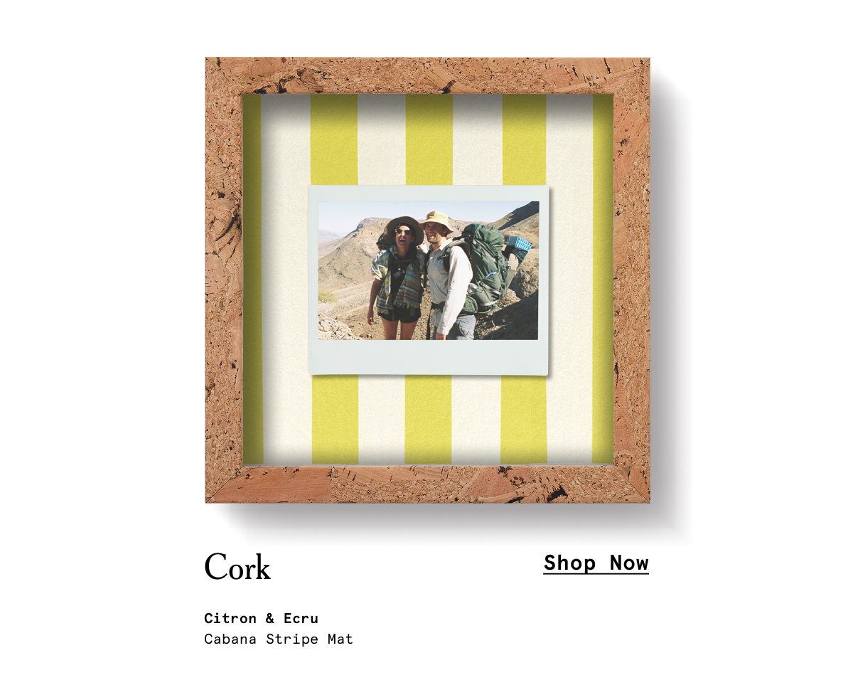 Cork Citron and Ecru Cabana Stripe mat