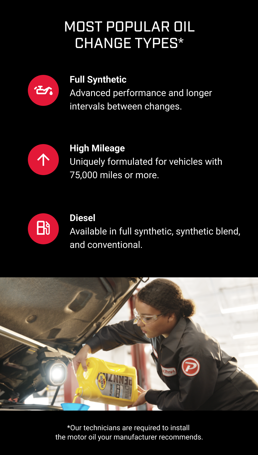 MOST POPULAR OIL CHANGE TYPES