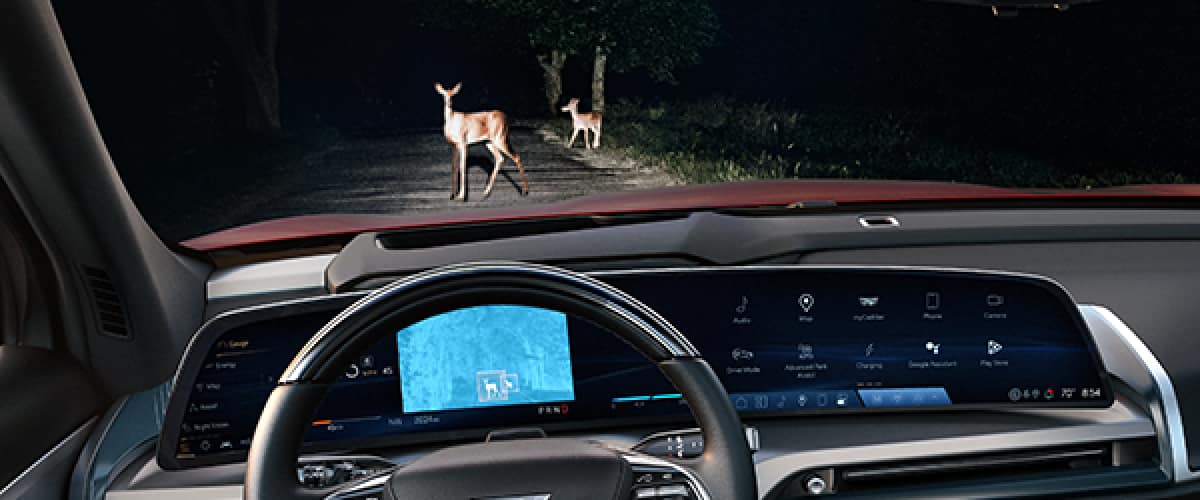 Close-up of the 2026 VISTIQ dashboard screen utilizing the night vision feature