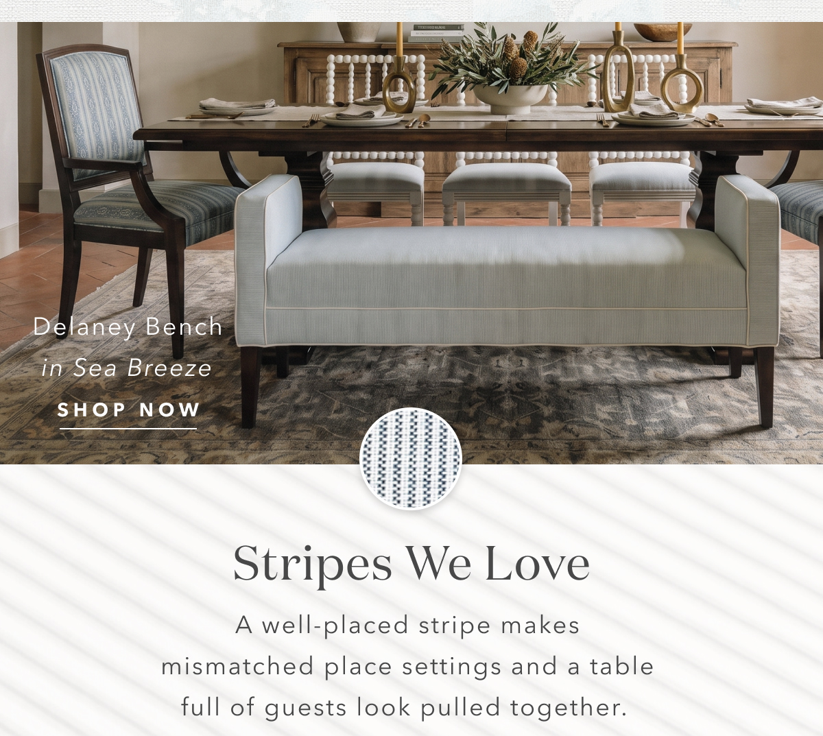 Delaney Sea Breeze Sunbrella Stripe Bench