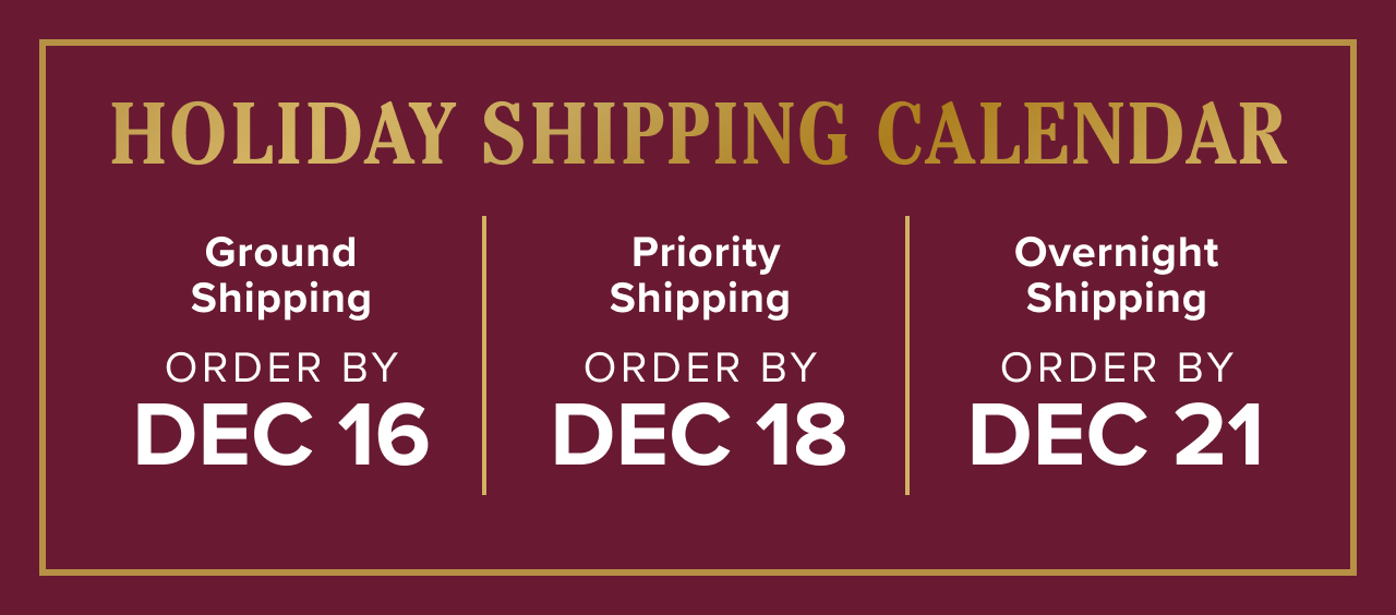 Holiday Shipping Calendar