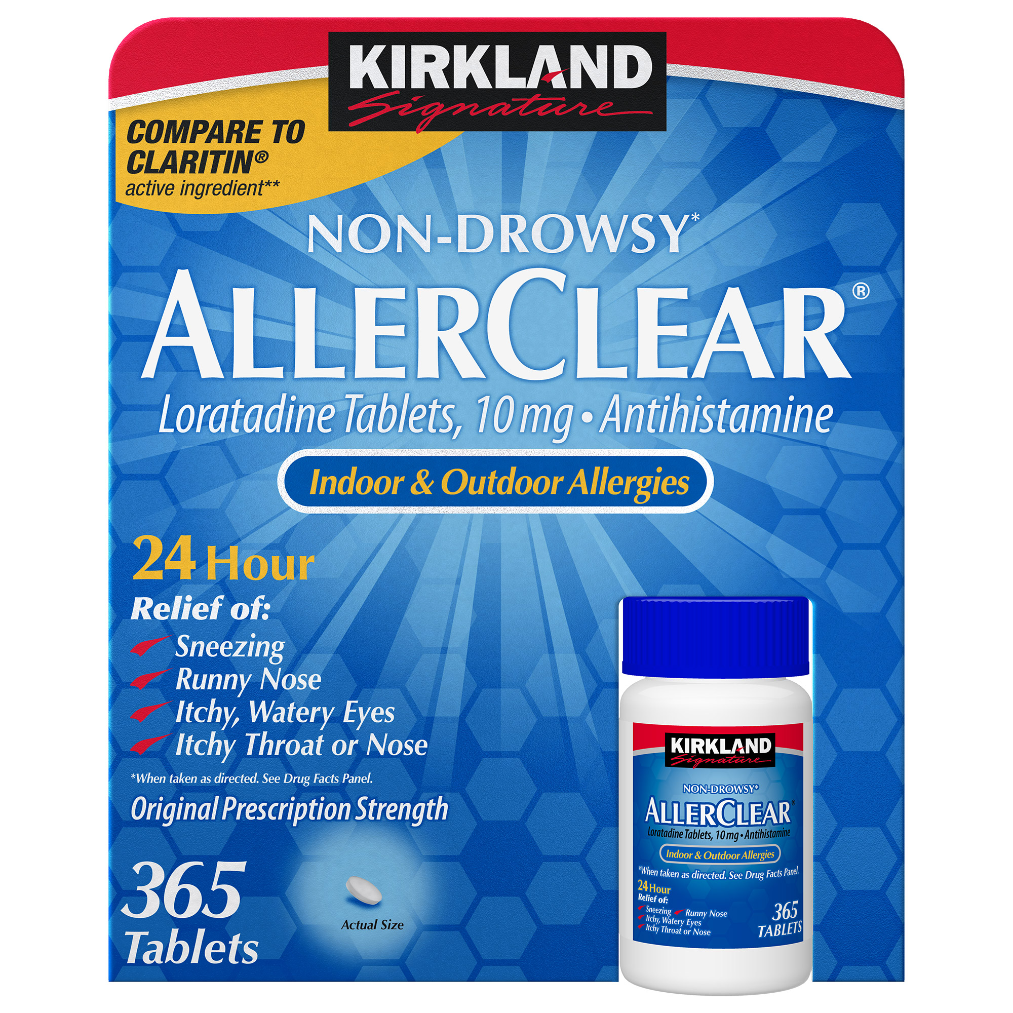 Kirkland Signature Non-Drowsy AllerClear Antihistamine 10 mg, 365 Tablets