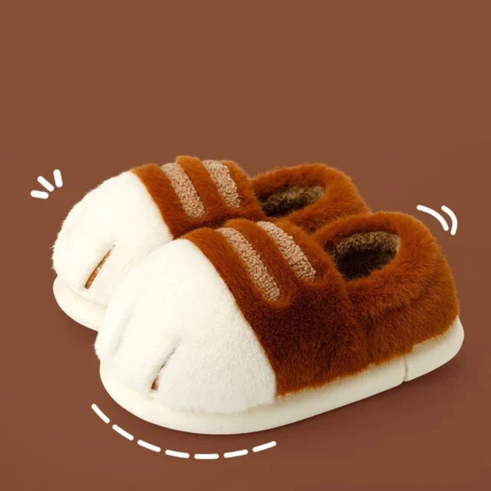 Image of Plush Cat Paw Indoor Slippers