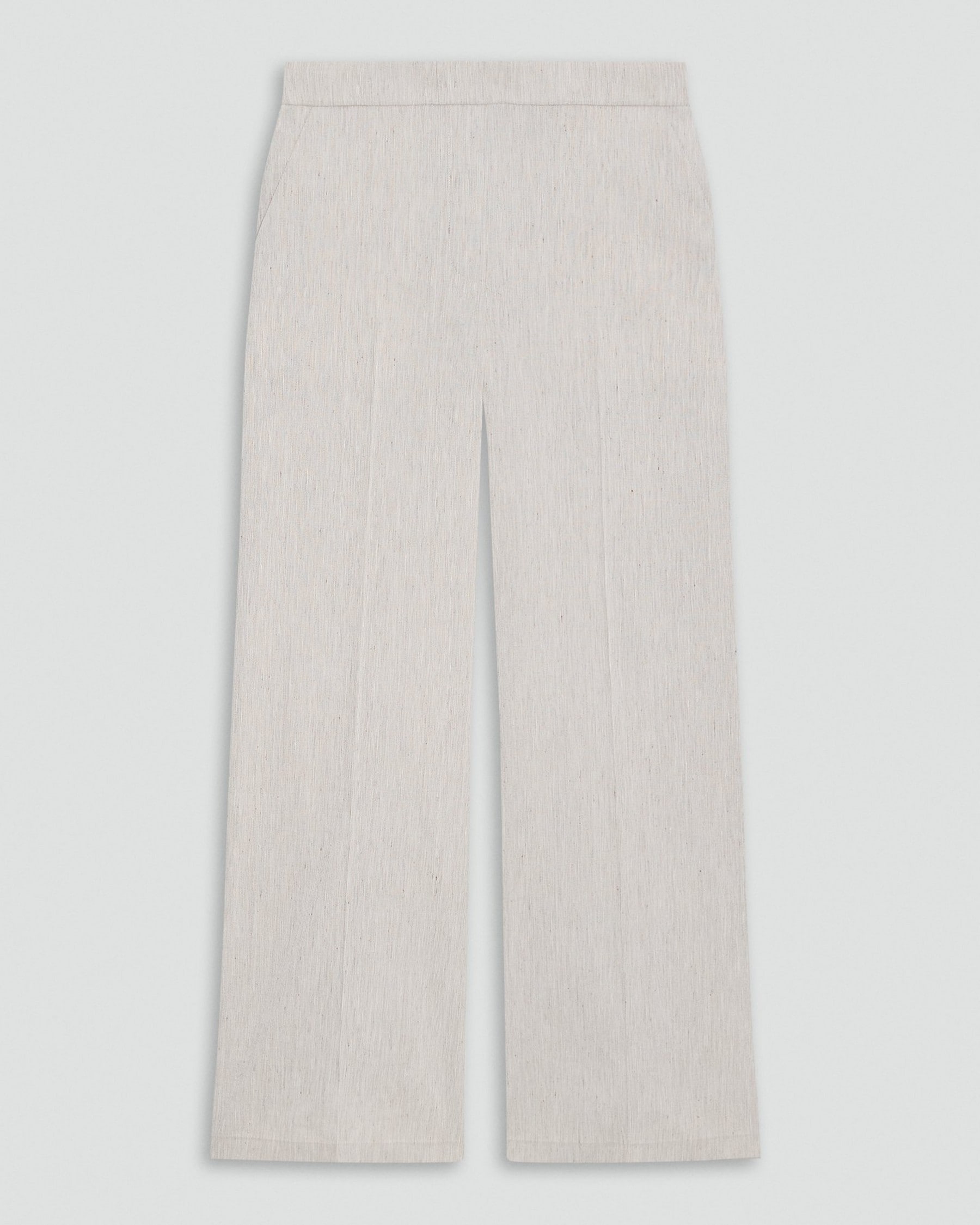 Classic Straight Pull-On Trousers in Textured Linen